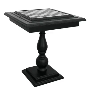 Mesa de Xadrez em Madeira de Tília Preta e Tabuleiro de Jogo em Mármore de Carrara
