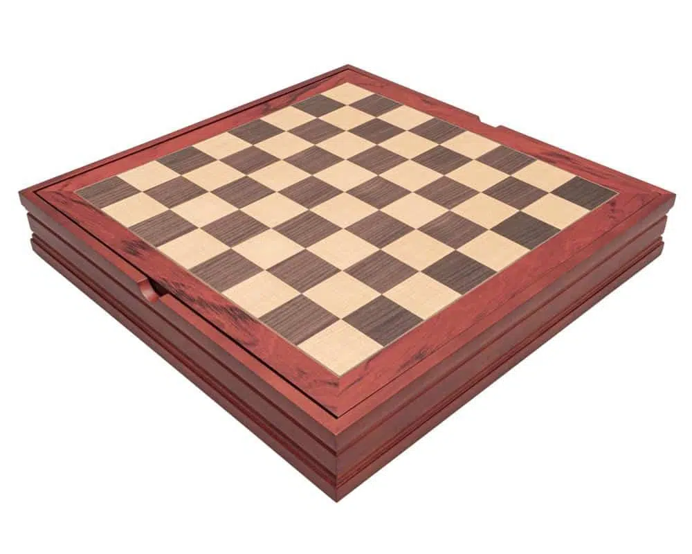 Ensemble Jeu d'Échecs Camelot en Résine et Échiquier en Bois avec Compartiments