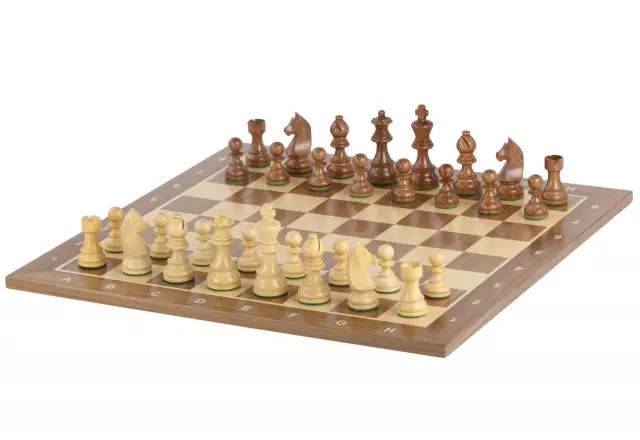 Ensemble Échiquier Alphanumérique et Jeu d'Échecs Chevalier Allemand en Bois d'Acacia et Buis