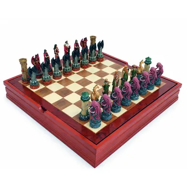 Jogo de Xadrez Água VS Fogo e Tabuleiro de Xadrez com Compartimentos