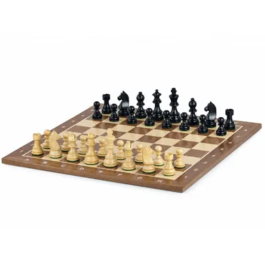 Jogo de xadrez Chevalier Allemand em madeira de buxo sobre tabuleiro alfanumérico