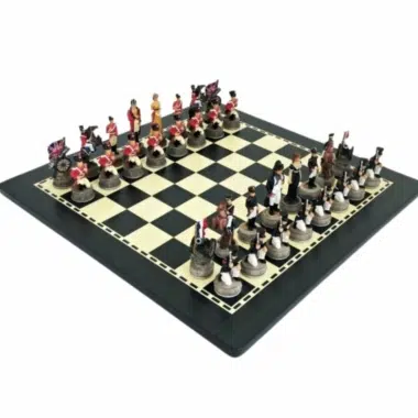 Conjunto Jogo de Xadrez Batalha de Waterloo e Tabuleiro em Madeira
