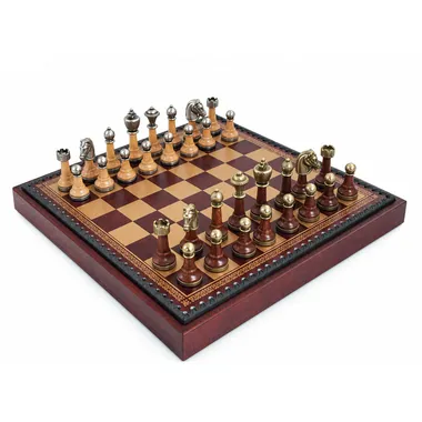 Jogo de xadrez completo com tabuleiro em couro sintético e caixa de arrumação