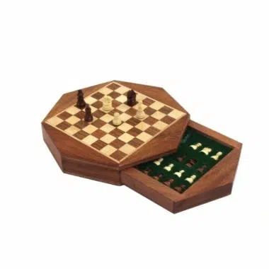 Alternative view of Jogo de Xadrez Magnético Octogonal em Madeira de Acácia com Gaveta de Arrumação