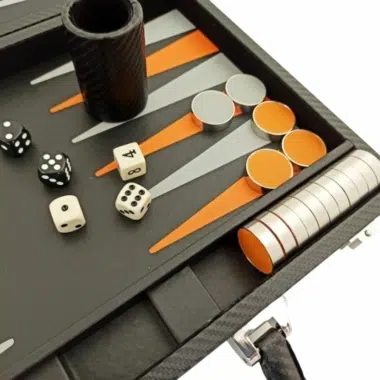 Alternative view of Jogo de Gamão Dobrável em Pele Sintética Preta e Laranja