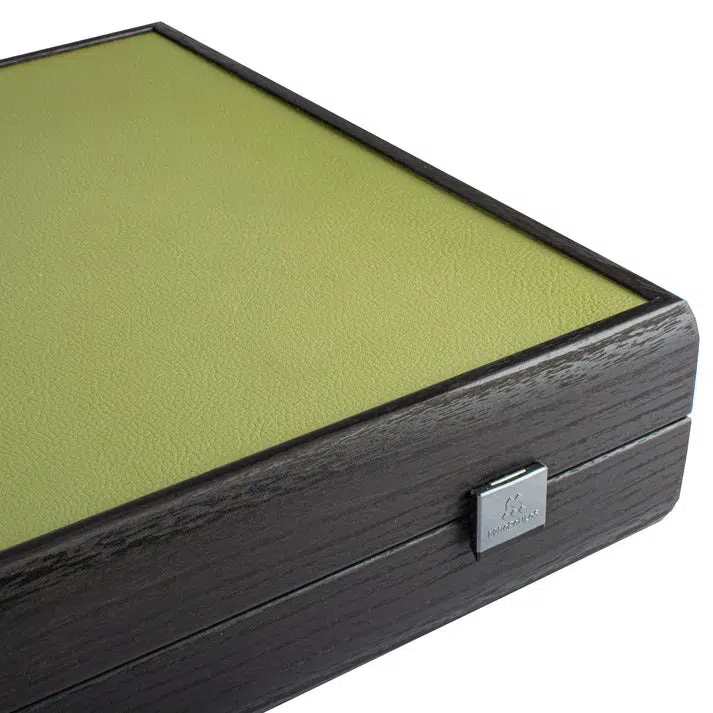Backgammon en Similicuir Ecologique Vert Olive – Set de Luxe 48 x 30 cm
