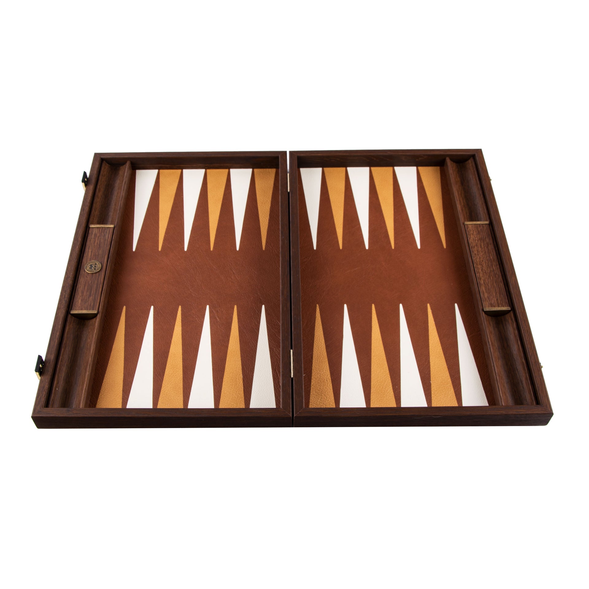 Gamão (Backgammon) em Couro Verdadeiro Castanho com Peças em Madrepérola - Image 5