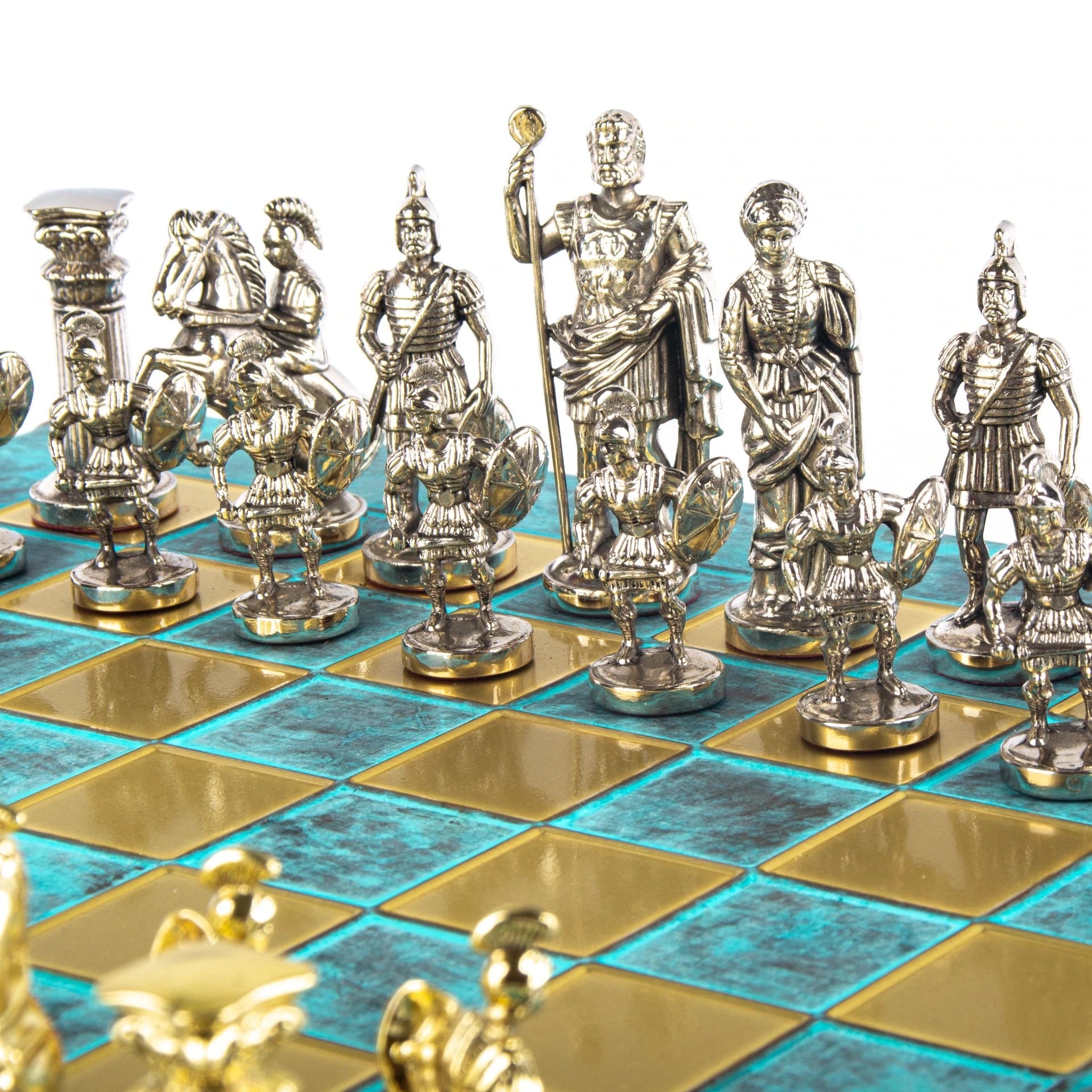 Jogo de Xadrez Completo Período Greco-Romano Prateado e Dourado - Image 25