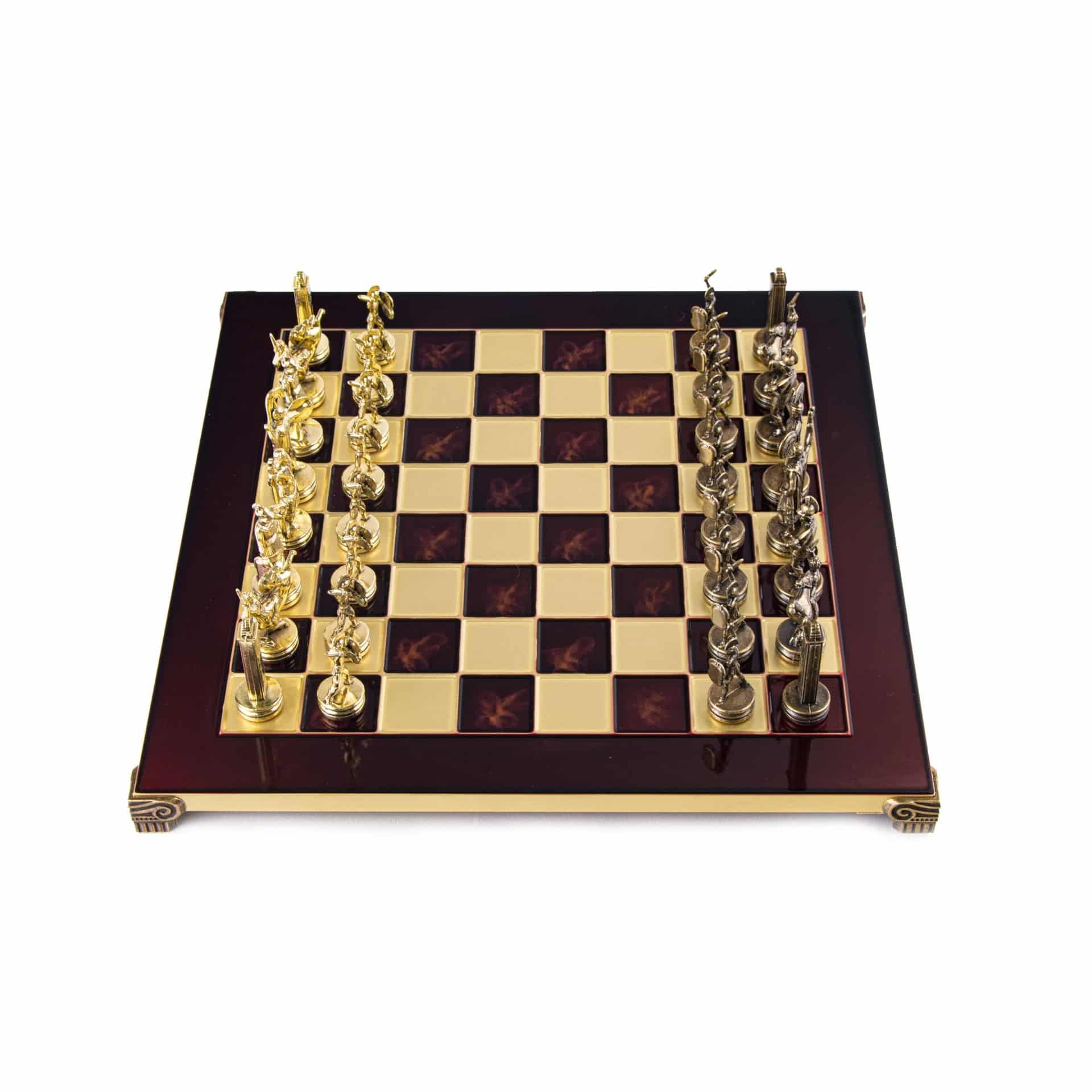 Jogo de Xadrez Mitologia Grega com Peças Douradas e Castanhas - Tabuleiro de Metal 36 x 36 cm - Image 12