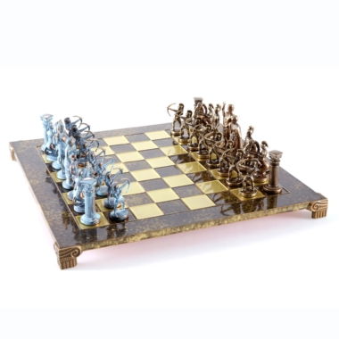 Alternative view of Jogo de Xadrez Arqueiros e Batalhas Históricas – Peças em Metal Bronze e Pátina Azul