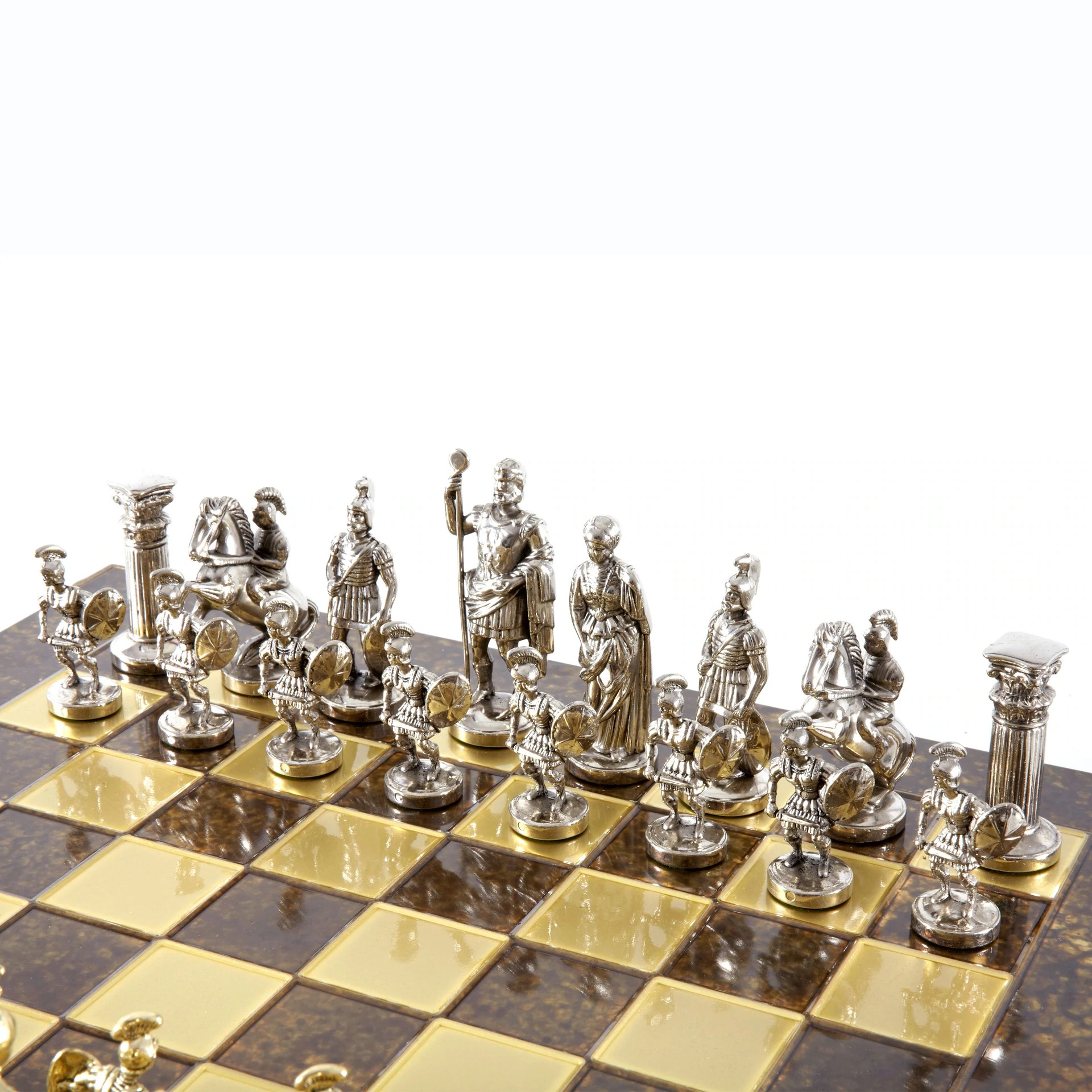Jogo de Xadrez Completo Período Greco-Romano Prateado e Dourado - Image 5