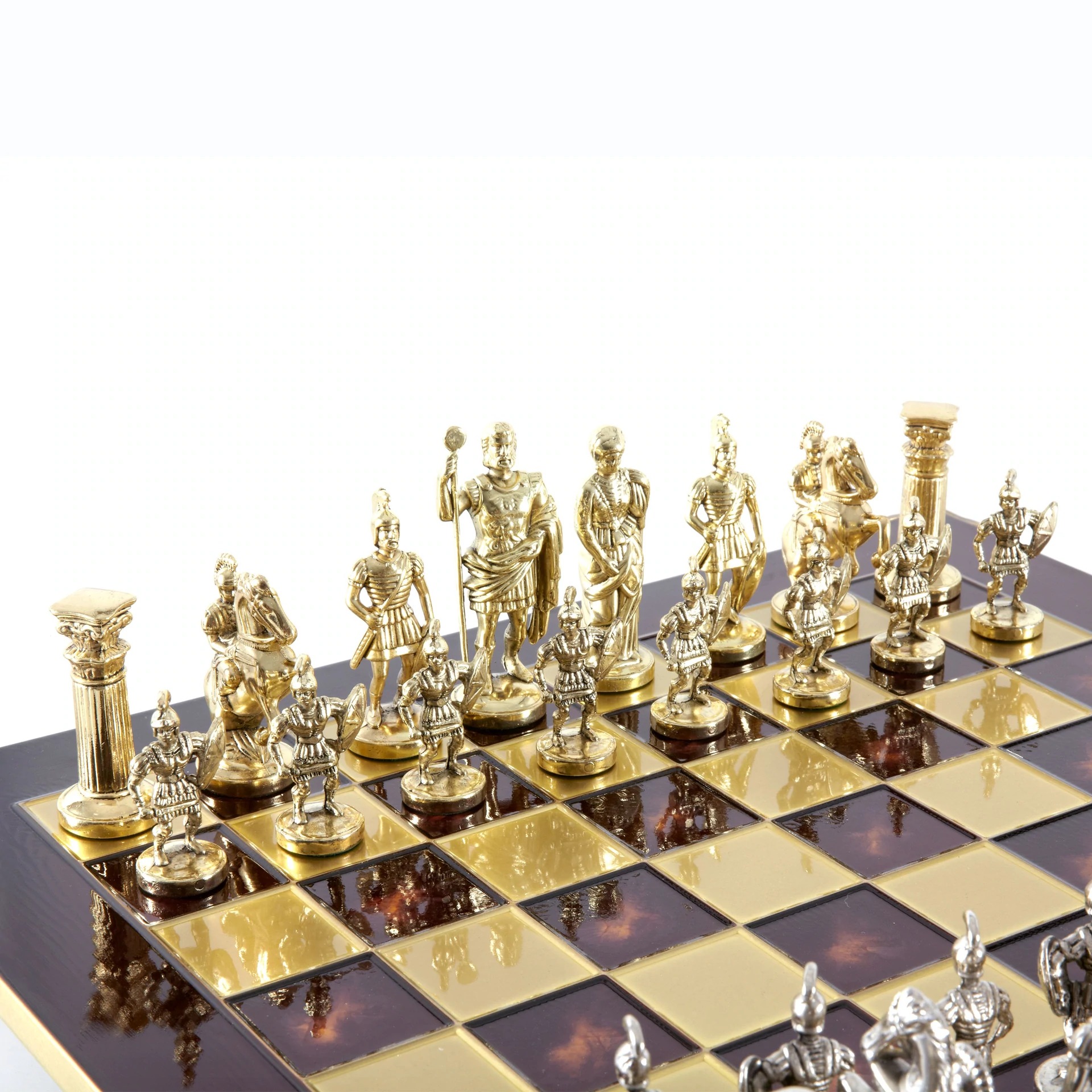 Jogo de Xadrez Completo Período Greco-Romano Prateado e Dourado - Image 9