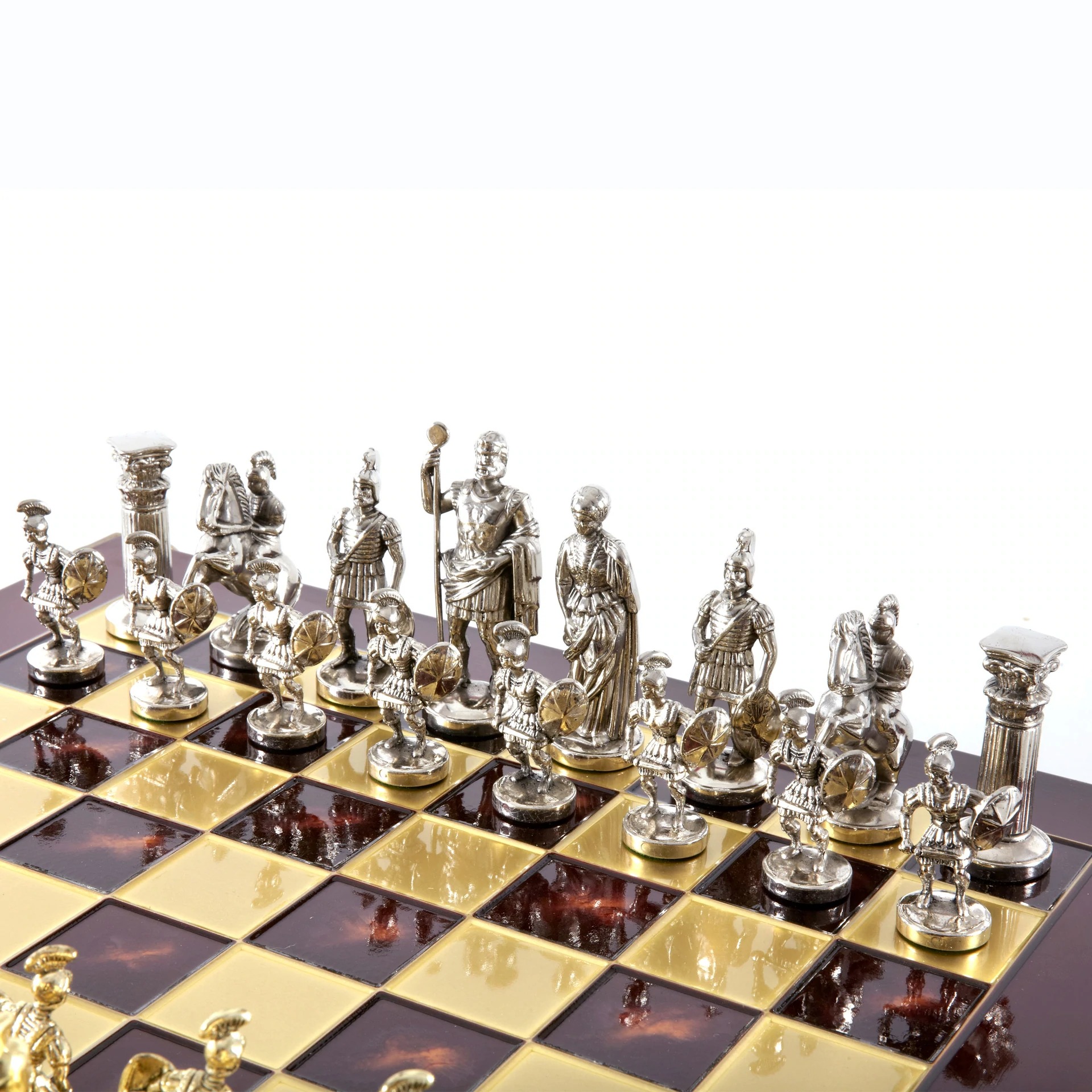 Jogo de Xadrez Completo Período Greco-Romano Prateado e Dourado - Image 10