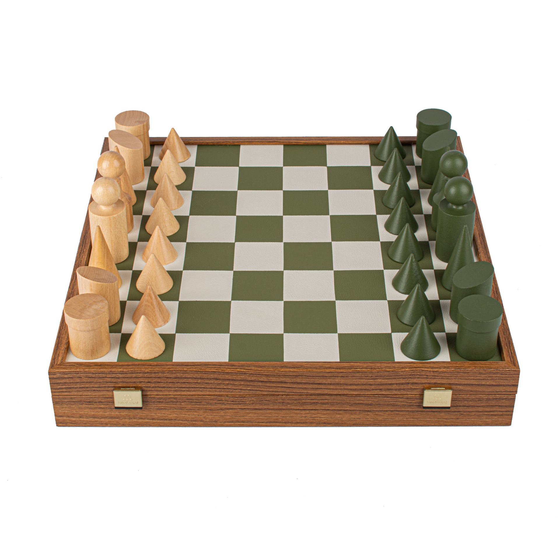 Jogo de Xadrez Completo Estilo Bauhaus - Verde & Branco - 40 x 40 cm - Image 4