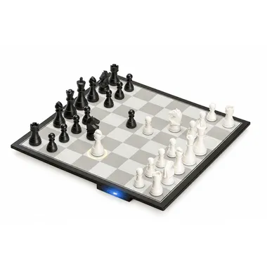 Échiquier électronique DGT Pegasus vu de biais avec pièces en jeu