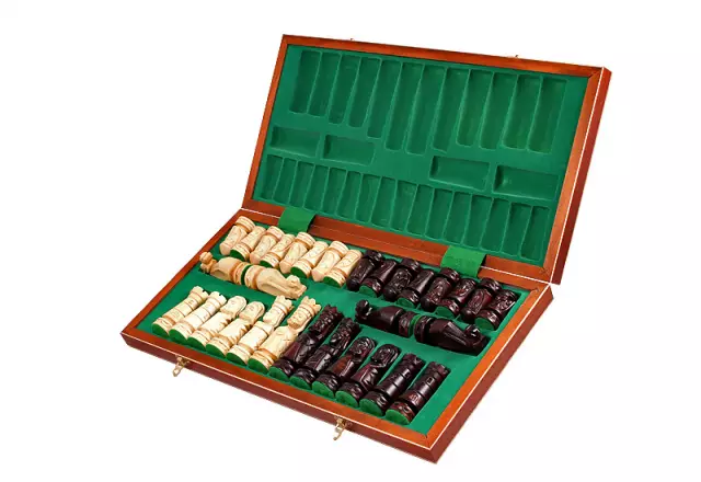 Jeu d’Echecs du Château II Grand Échiquier en Bois Pliable avec Rangement