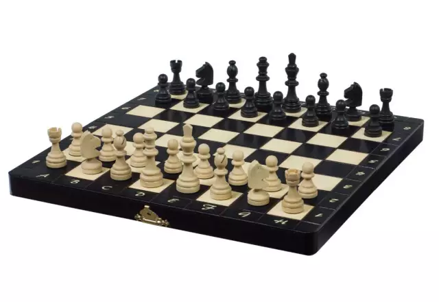 Jeu d’Echecs Magnétique en Bois Noir 28x28 cm – Pliable et Idéal pour les Voyages