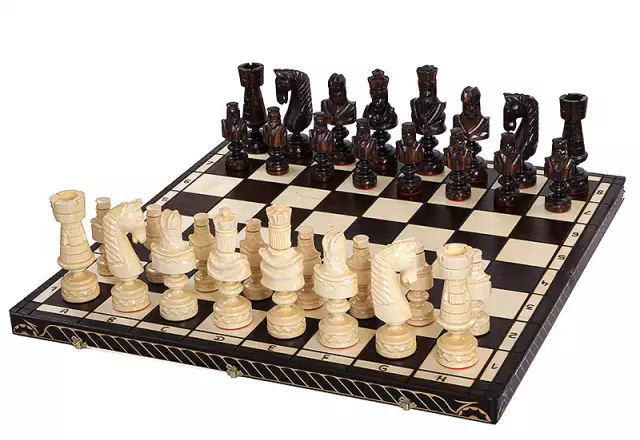 Jeu d’Echecs Geant en Bois "César" 85 x 85 cm avec Rangement