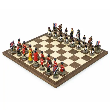Jogo de xadrez completo Batalha de Waterloo, vista geral no tabuleiro