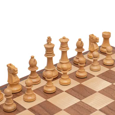 Ensemble d’Echecs Staunton Conquest – Pièces en Bois et Echiquier Pliant en Bois de Noyer et Erable