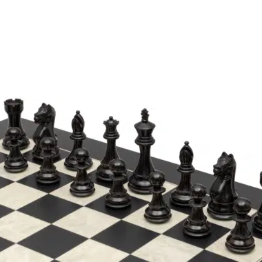 Ensemble de Jeu d Echecs Noir et Blanc : Pieces Echecs en Bois de Buis Ebonise et Echiquier en Bois d'Erable