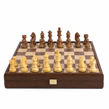 Jogo de xadrez em nogueira 40x40 cm com peças Staunton elegantes - Le Palais Des Echecs