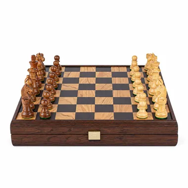 Jogo de xadrez Nogueira 40x40 cm com peças Staunton vistas de frente - Le Palais Des Echecs