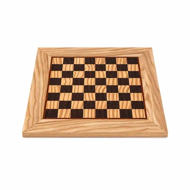 Tabuleiro de Xadrez em Madeira de Oliveira e Wengué 33x33cm visto de cima - Le Palais Des Echecs