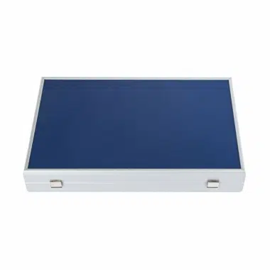 Caixa de arrumação elegante para o conjunto Backgammon azul-marinho em pele sintética