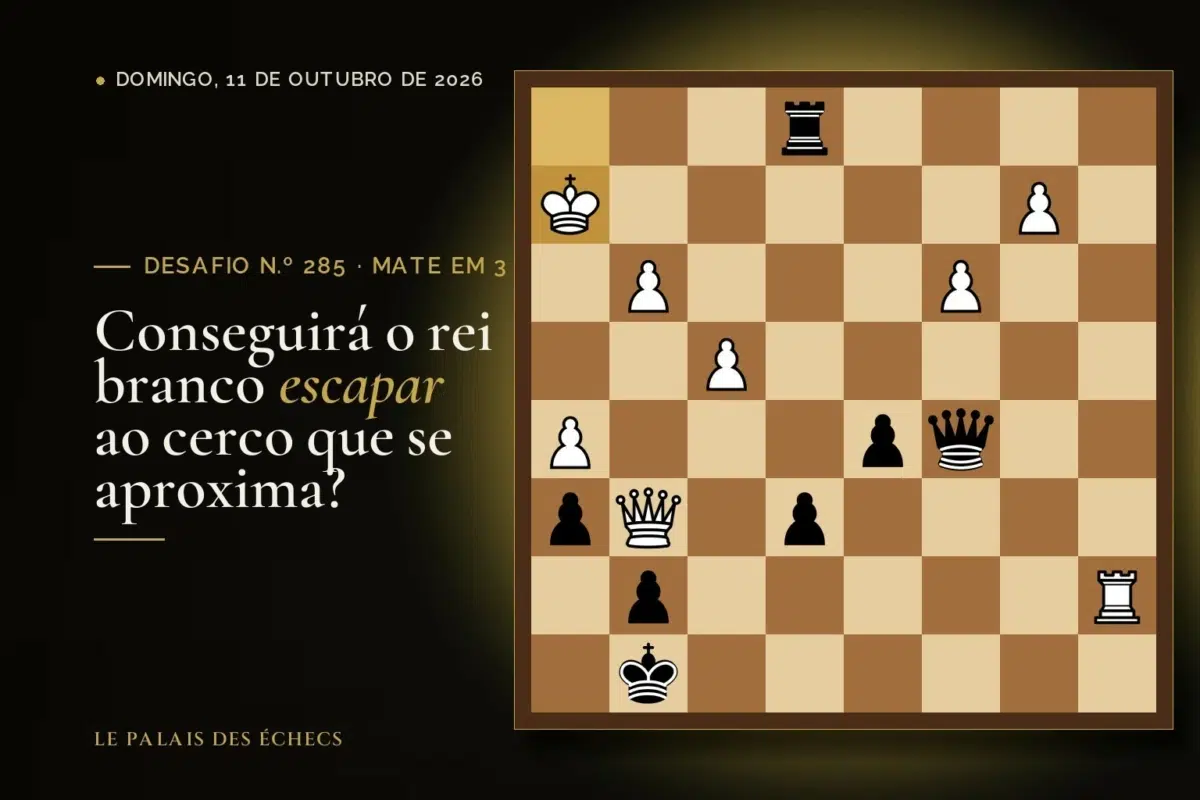 Posição do desafio de xadrez n.º 285: Jogam as pretas e dão mate em 3