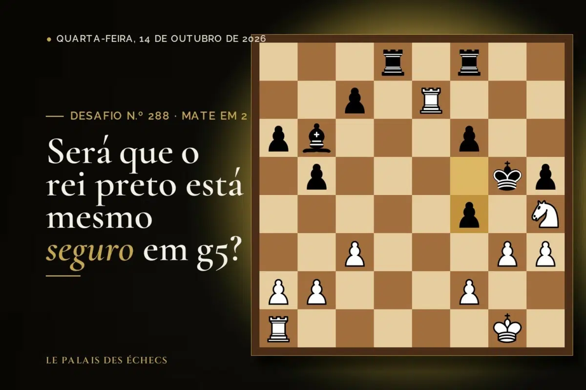 Posição do desafio de xadrez n.º 288: Jogam as brancas e dão mate em 2