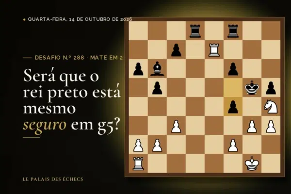 Posição do desafio de xadrez n.º 288: Jogam as brancas e dão mate em 2